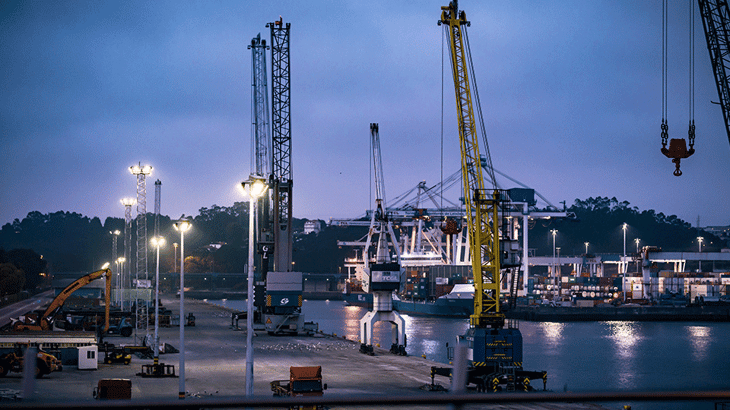 International Shipping Port at Night